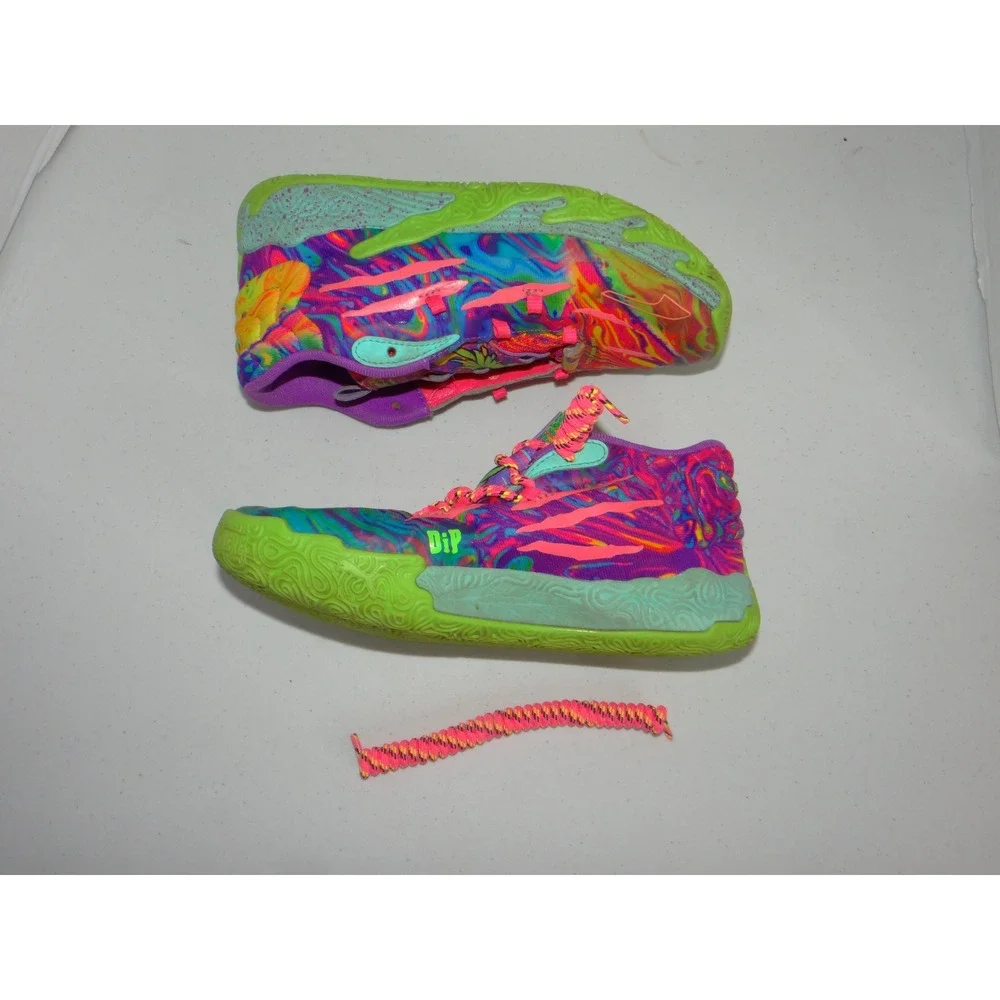 Puma MB.03 Toxic LaMelo Ball Basketball Shoes Purple Green 398471-01 Kids 3C